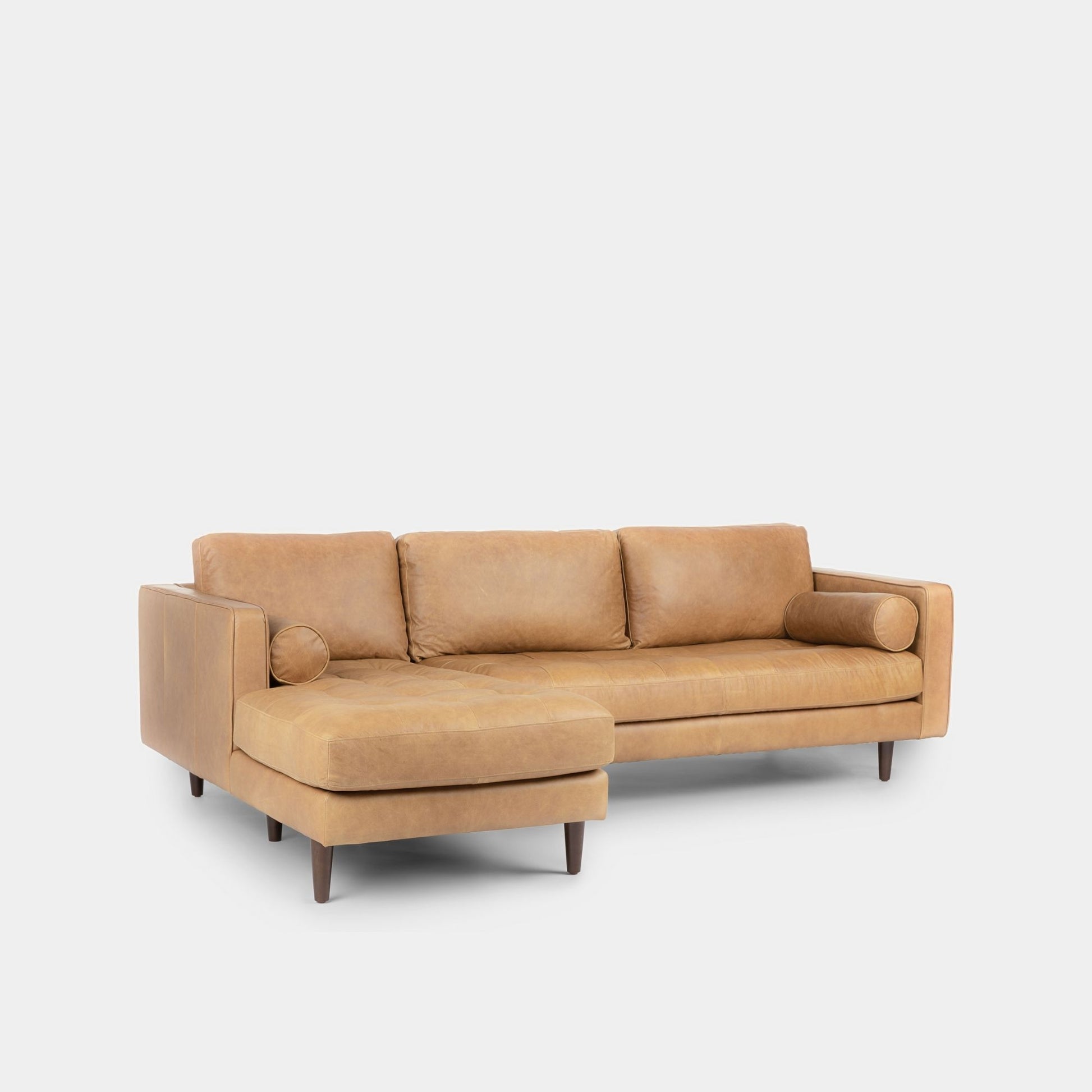 Castle faux leather sectional sofa left brown