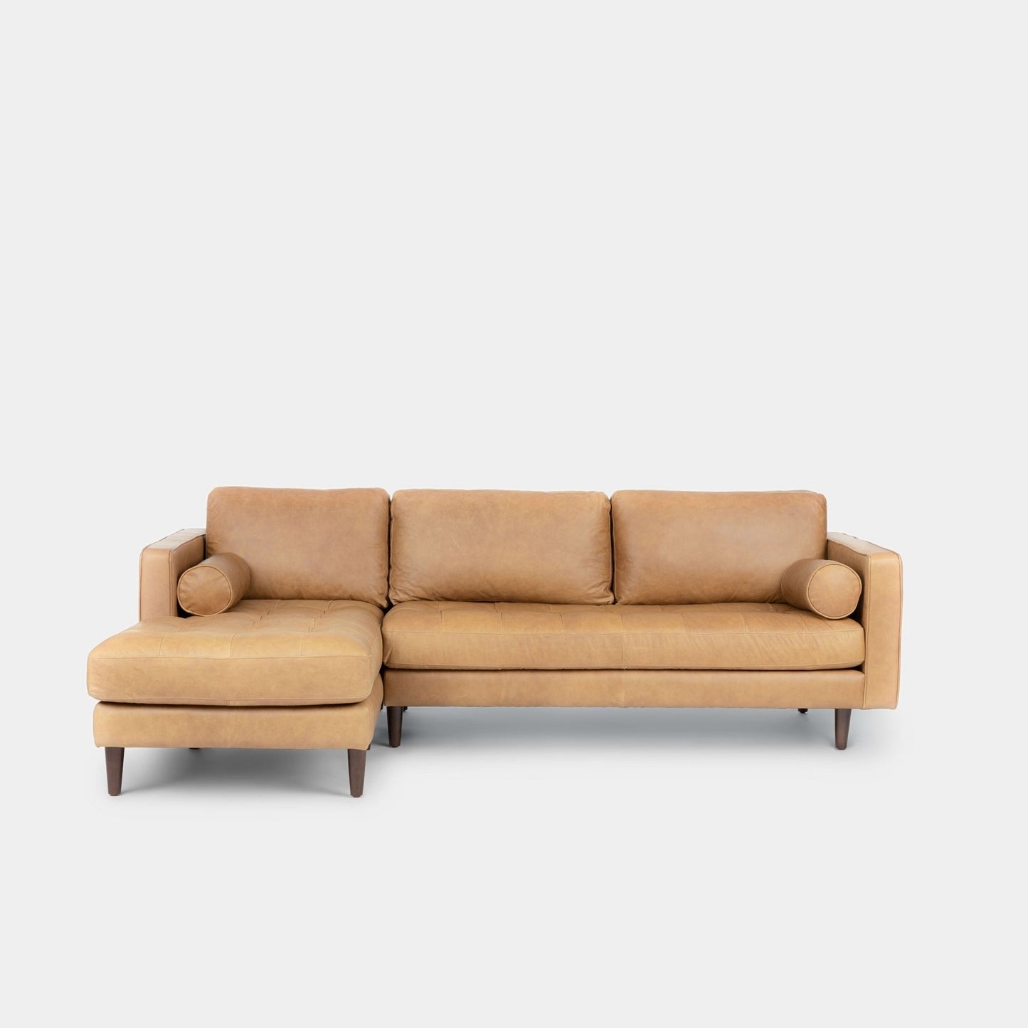 Castle faux leather sectional sofa left brown