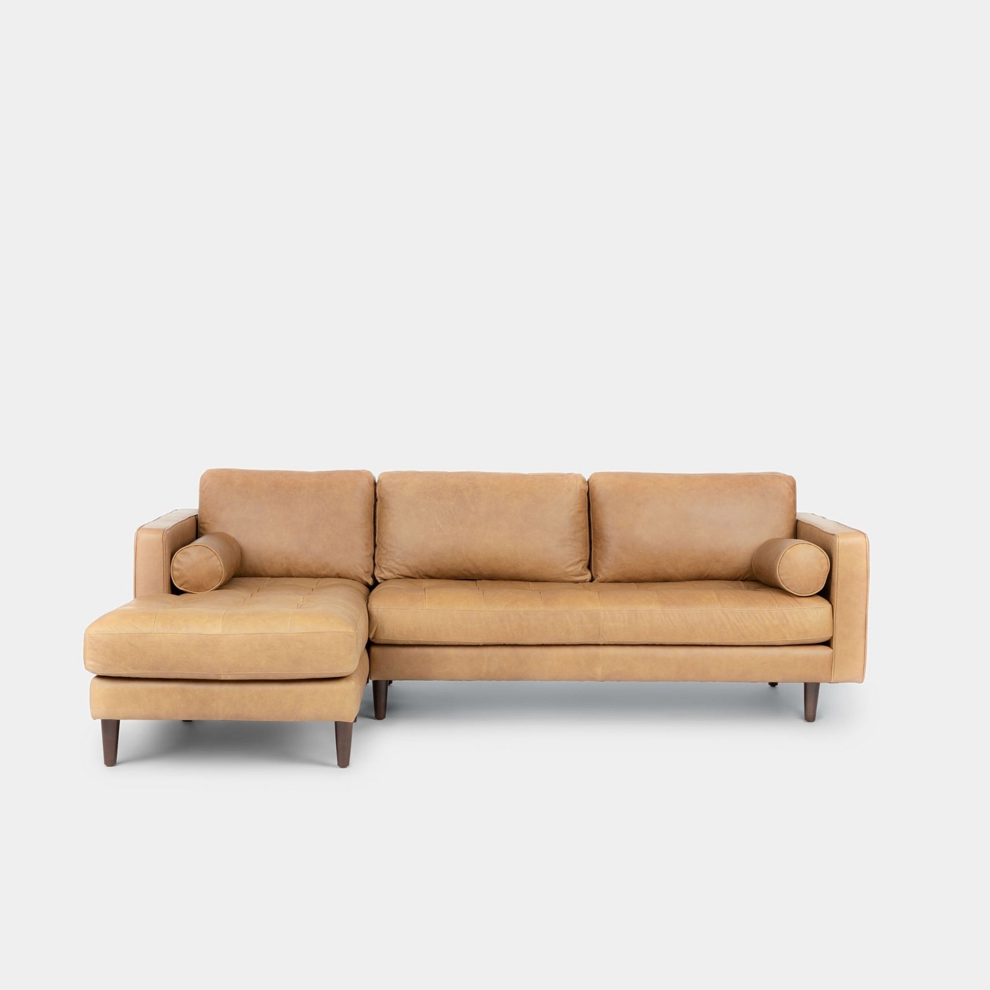 Castle faux leather sectional sofa left brown