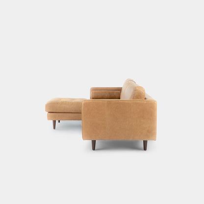 Castle faux leather sectional sofa left brown