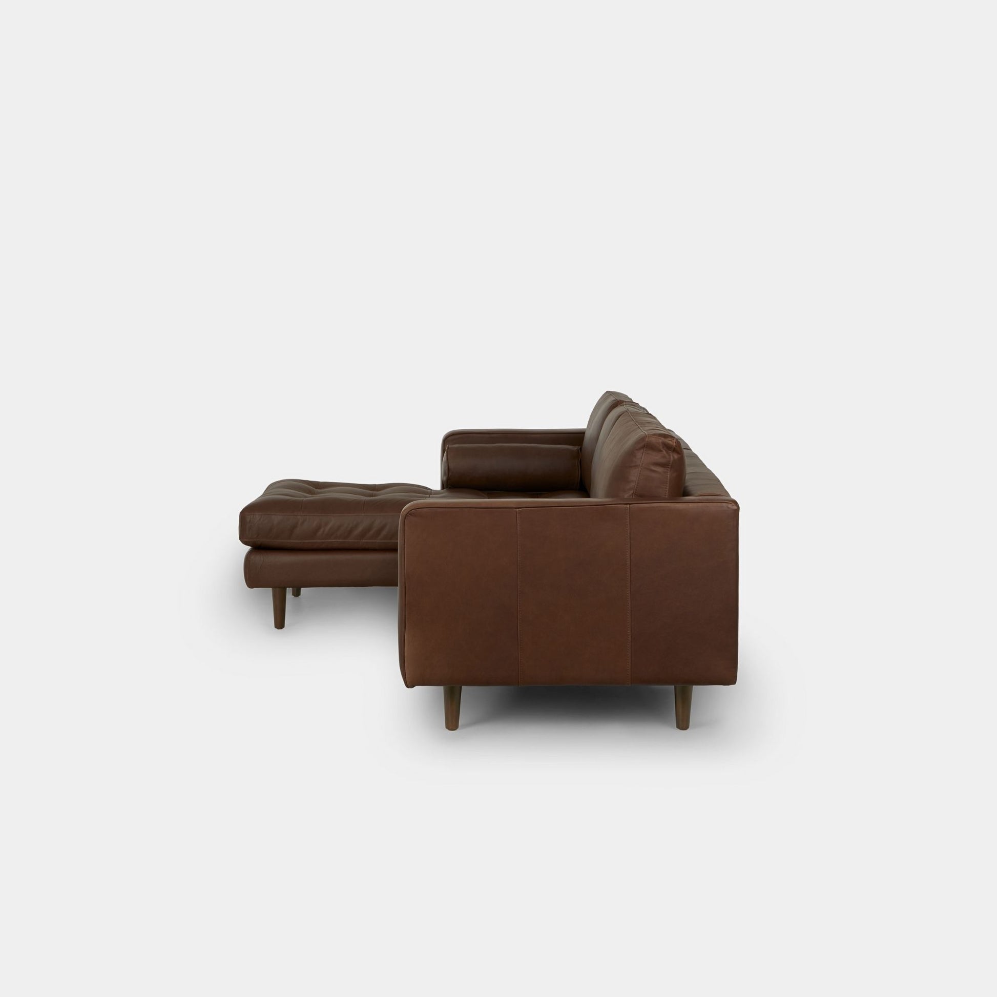 Castle faux leather sectional sofa left dark brown