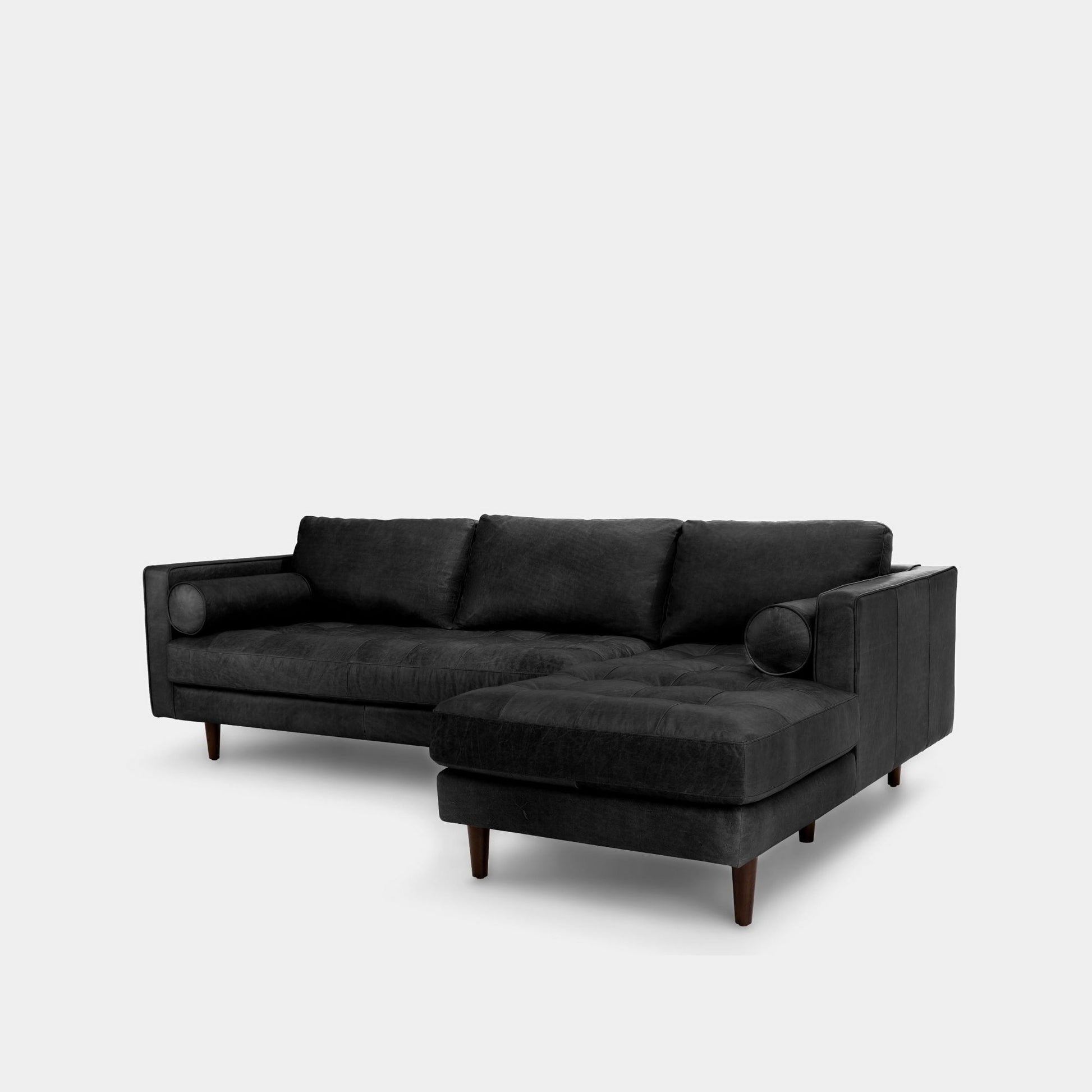 Castle faux leather sectional sofa right black