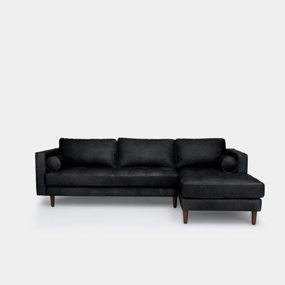 Castle faux leather sectional sofa right black
