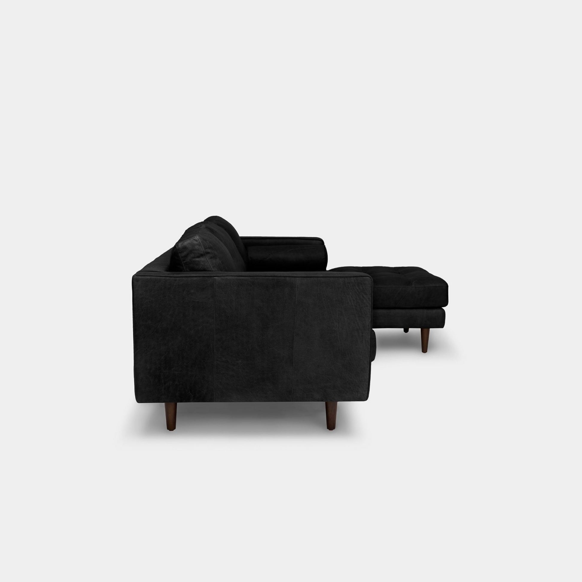 Castle faux leather sectional sofa right black