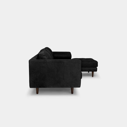 Castle faux leather sectional sofa right black