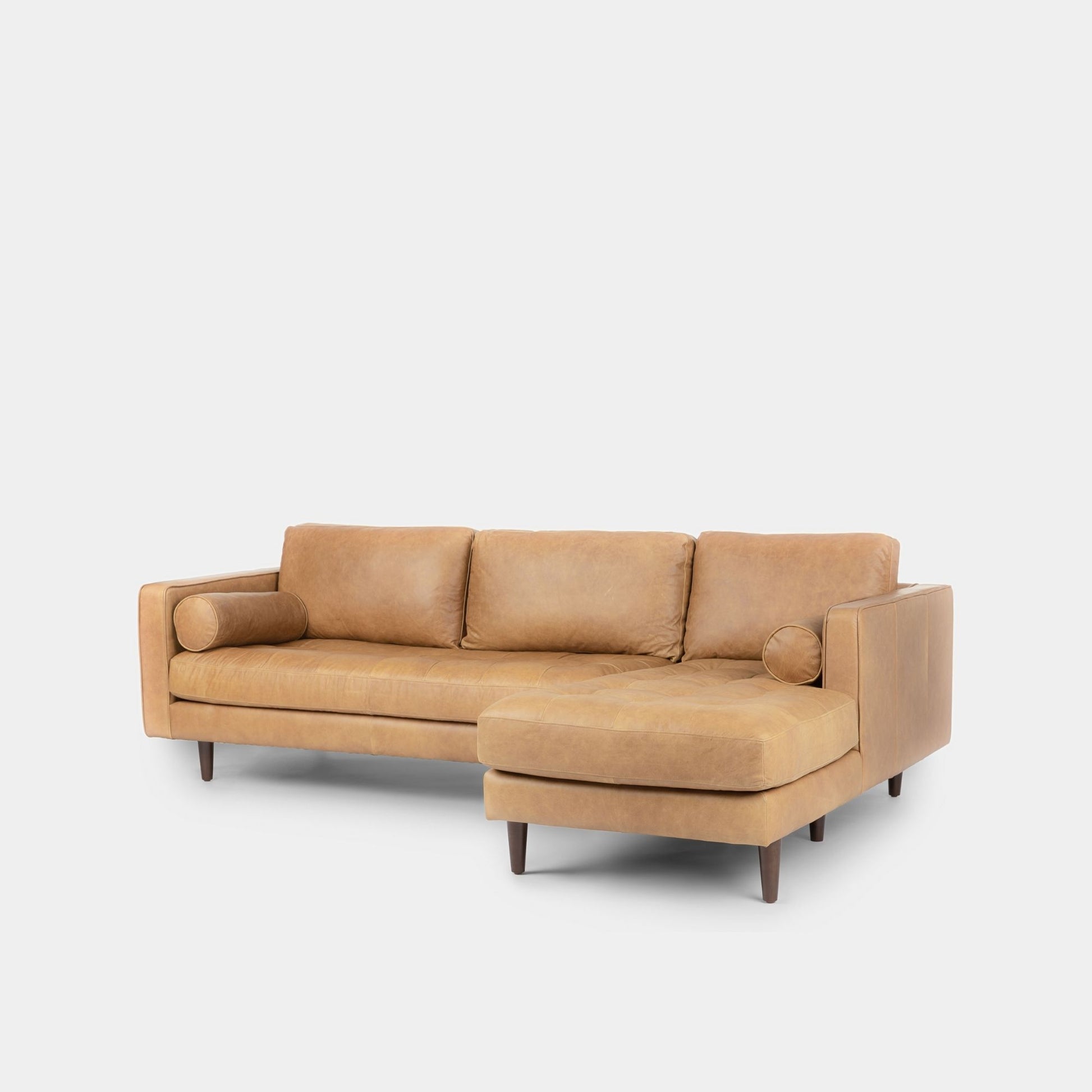 Castle faux leather sectional sofa right brown