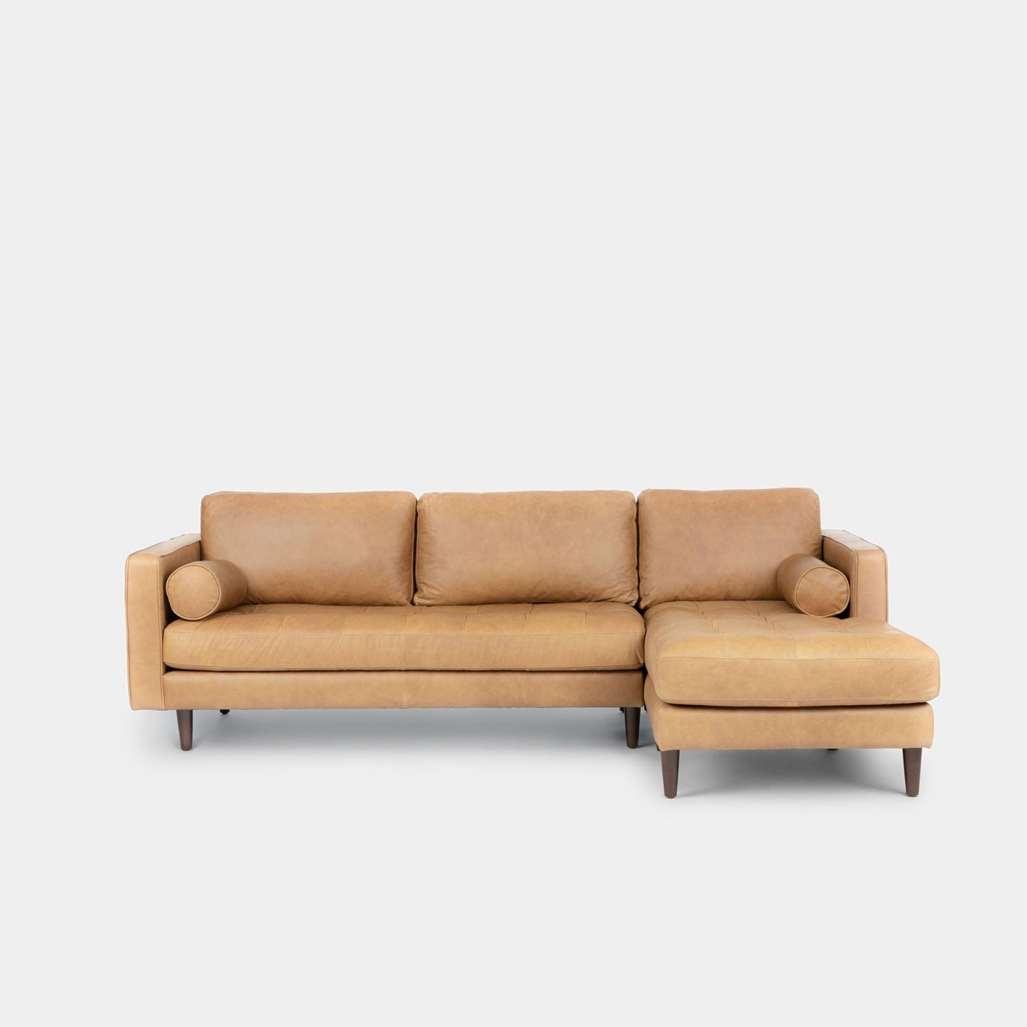 Castle faux leather sectional sofa right brown