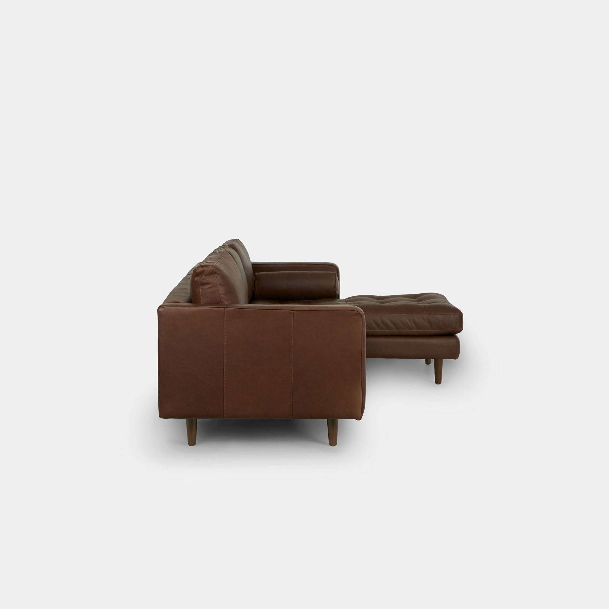 Castle faux leather sectional sofa right dark brown