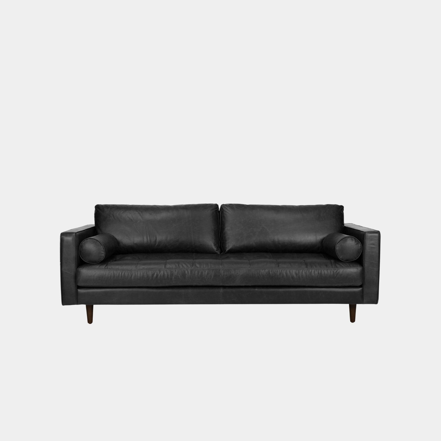 castle faux leather sofa black