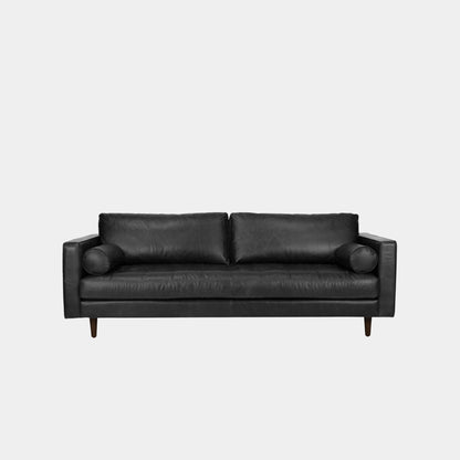 castle faux leather sofa black