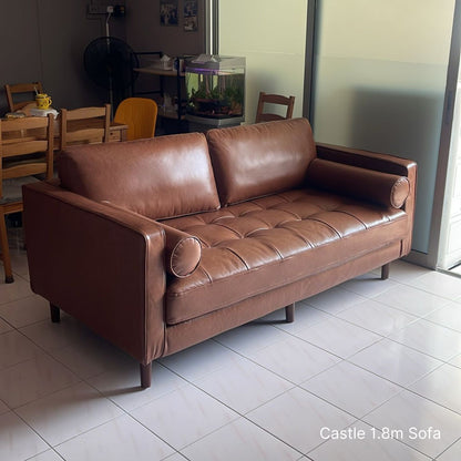 2 seater Castle dark brown faux laether sofa delivered to our customer in Singapore