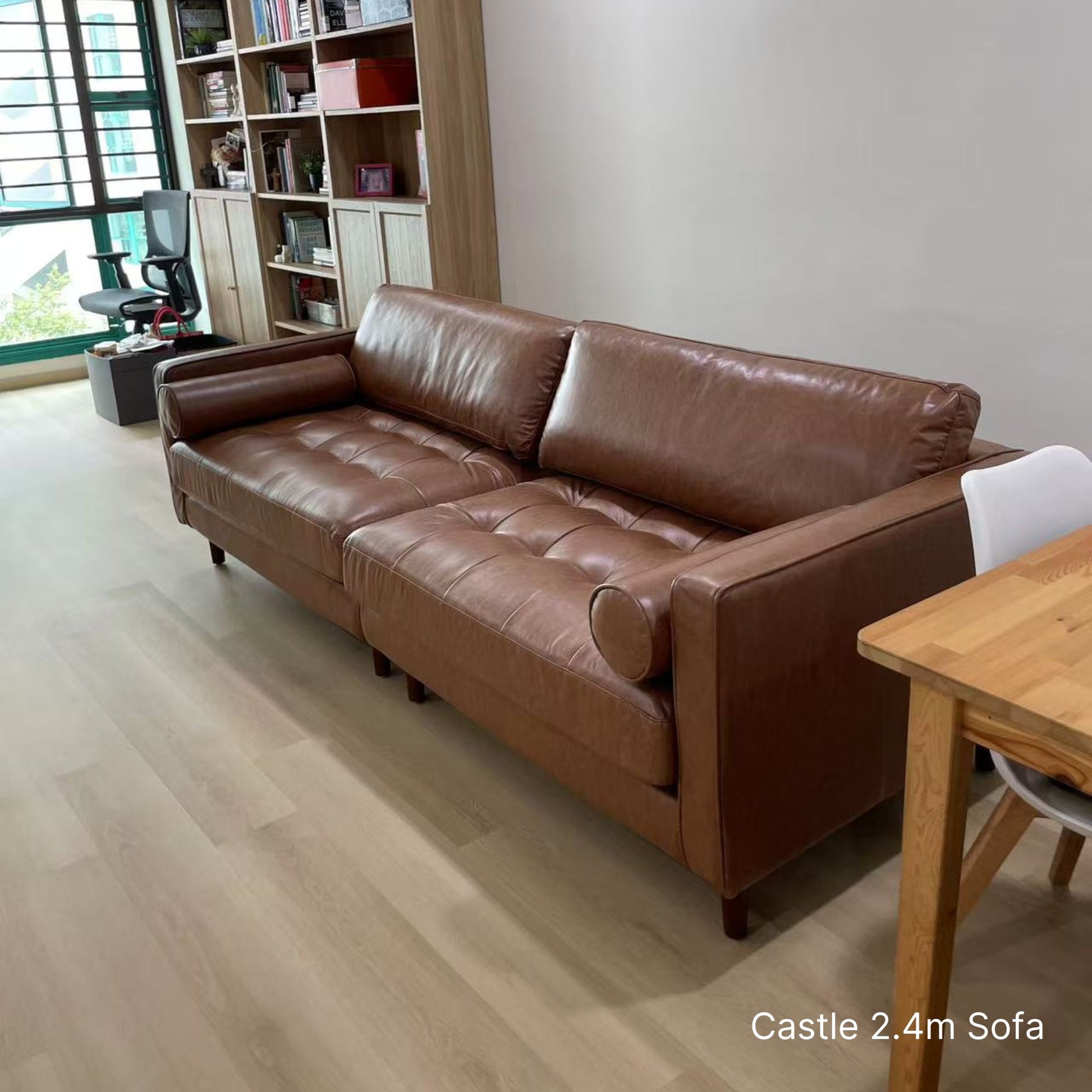 3 seater 240cm Castle dark brown faux leather sofa delivered to our customer in Singapore