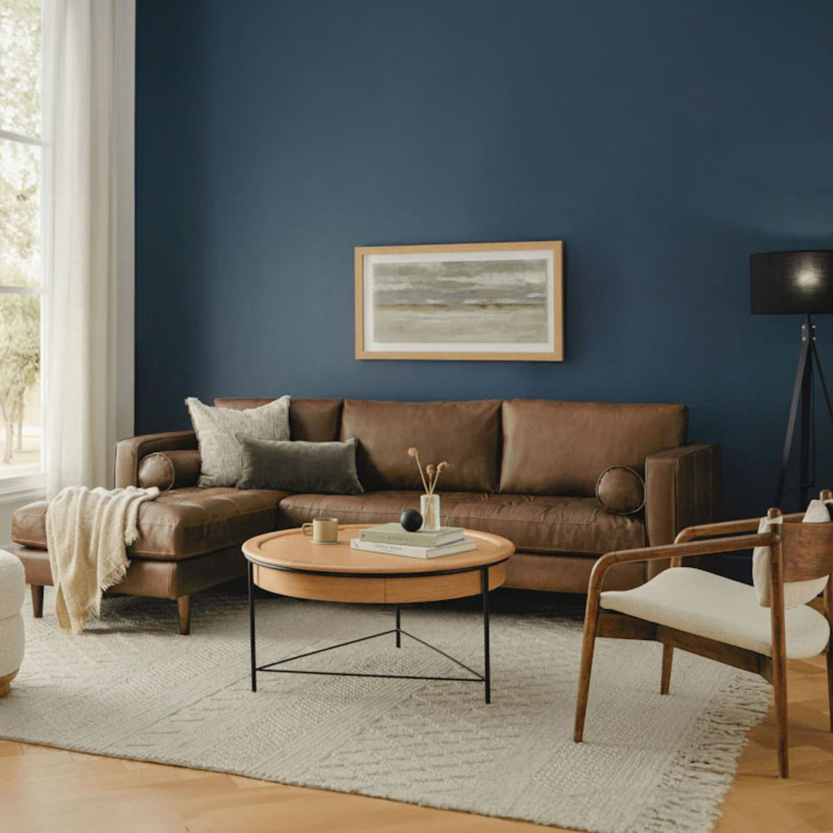 Castle leather sectional sofa left dark brown