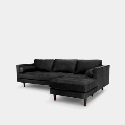 Castle leather sectional sofa right black