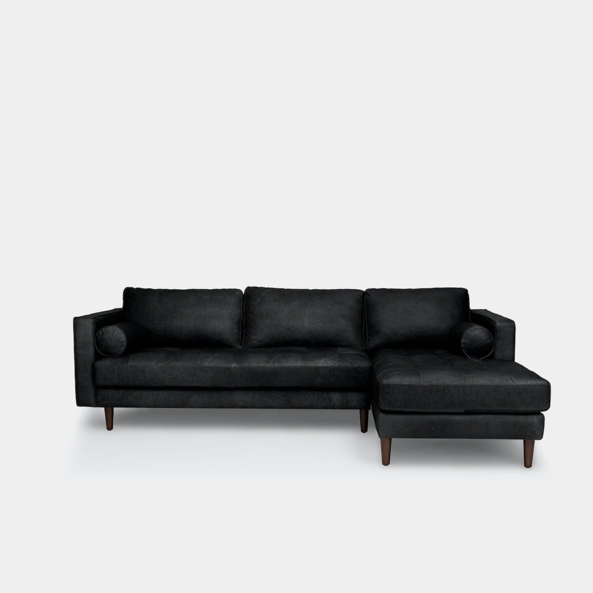 Castle leather sectional sofa right black