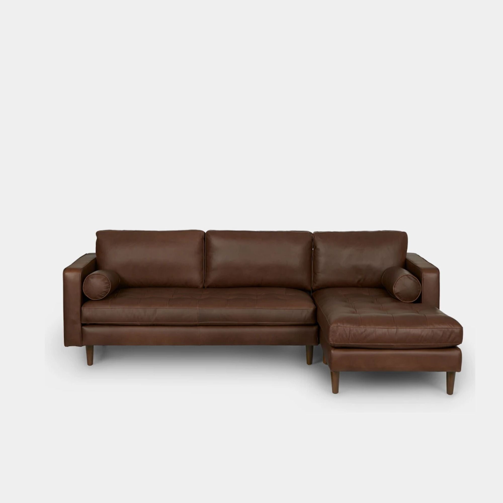 Castle leather sectional sofa right dark brown
