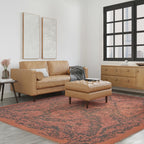 Castle leather ottoman brown