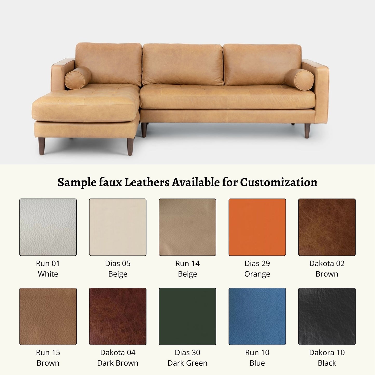 Castle faux leather sectional sofa left brown