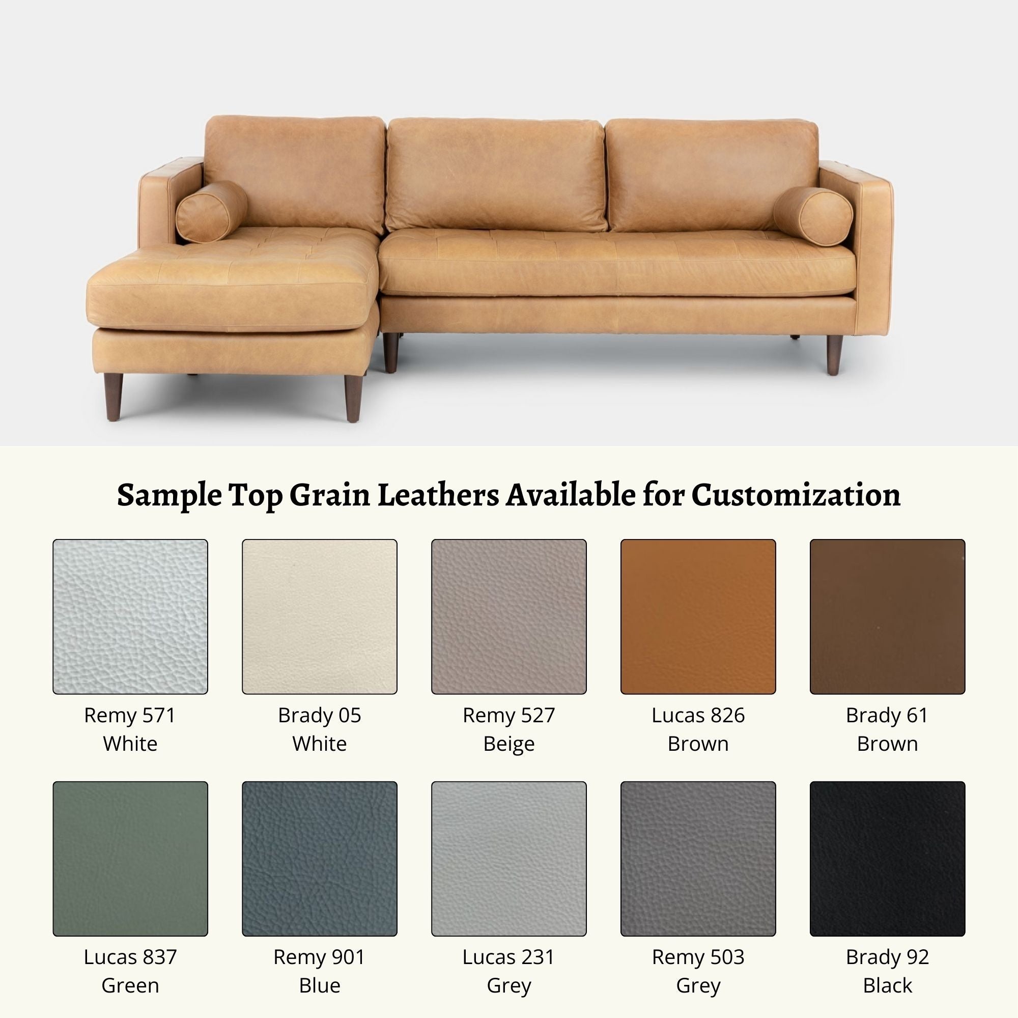 Castle leather sectional sofa left brown