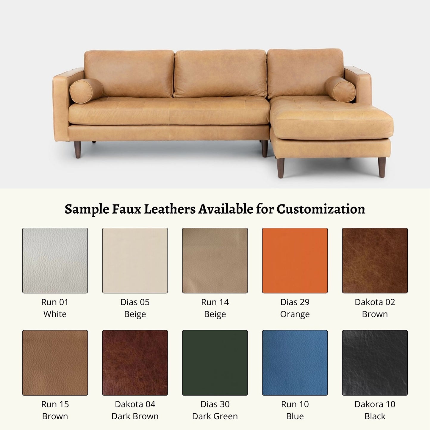 Castle faux leather sectional sofa right brown
