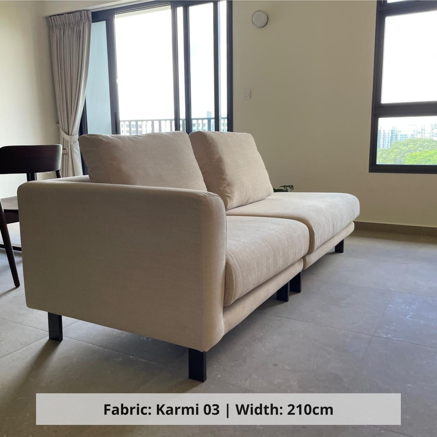 Cedar 210cm brown washable fabric sofa sample