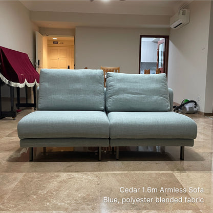 2 seater 160cm Cedar fabric armless sofa in living room