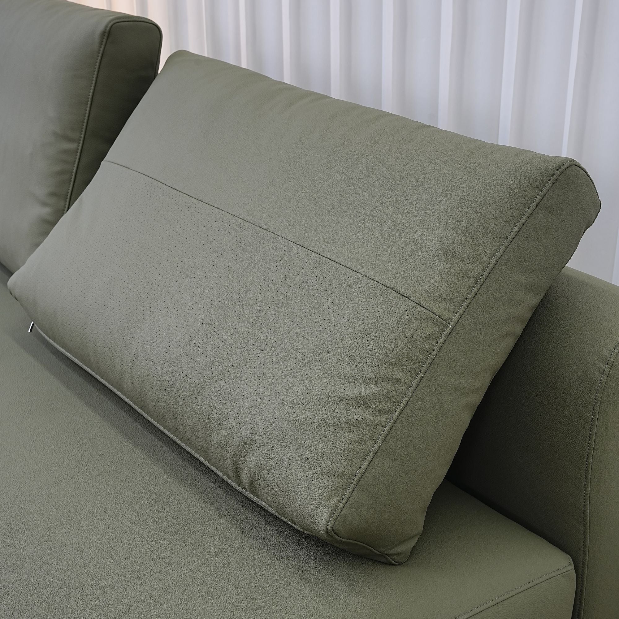 Cedar green faux leather armless sofa