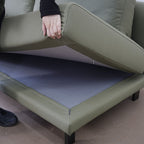 Cedar green faux leather armless sofa