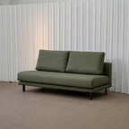 Cedar green faux leather armless sofa