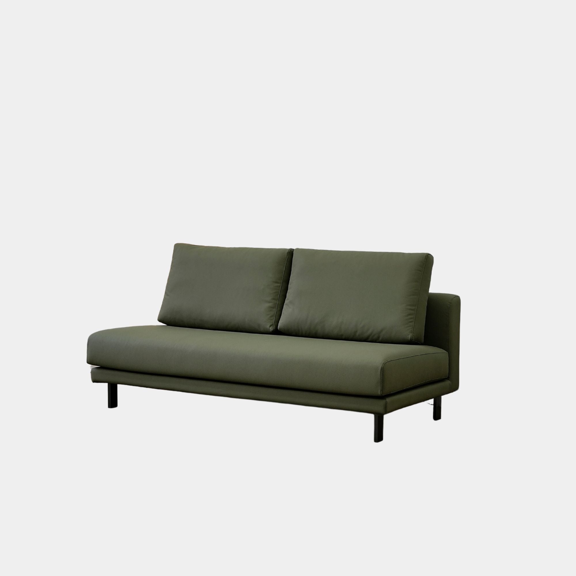 Cedar green faux leather armless sofa