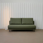 Cedar green faux leather armless sofa