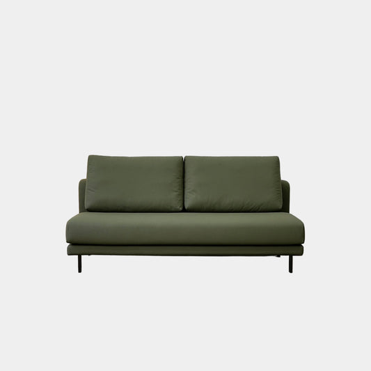 Cedar green faux leather armless sofa