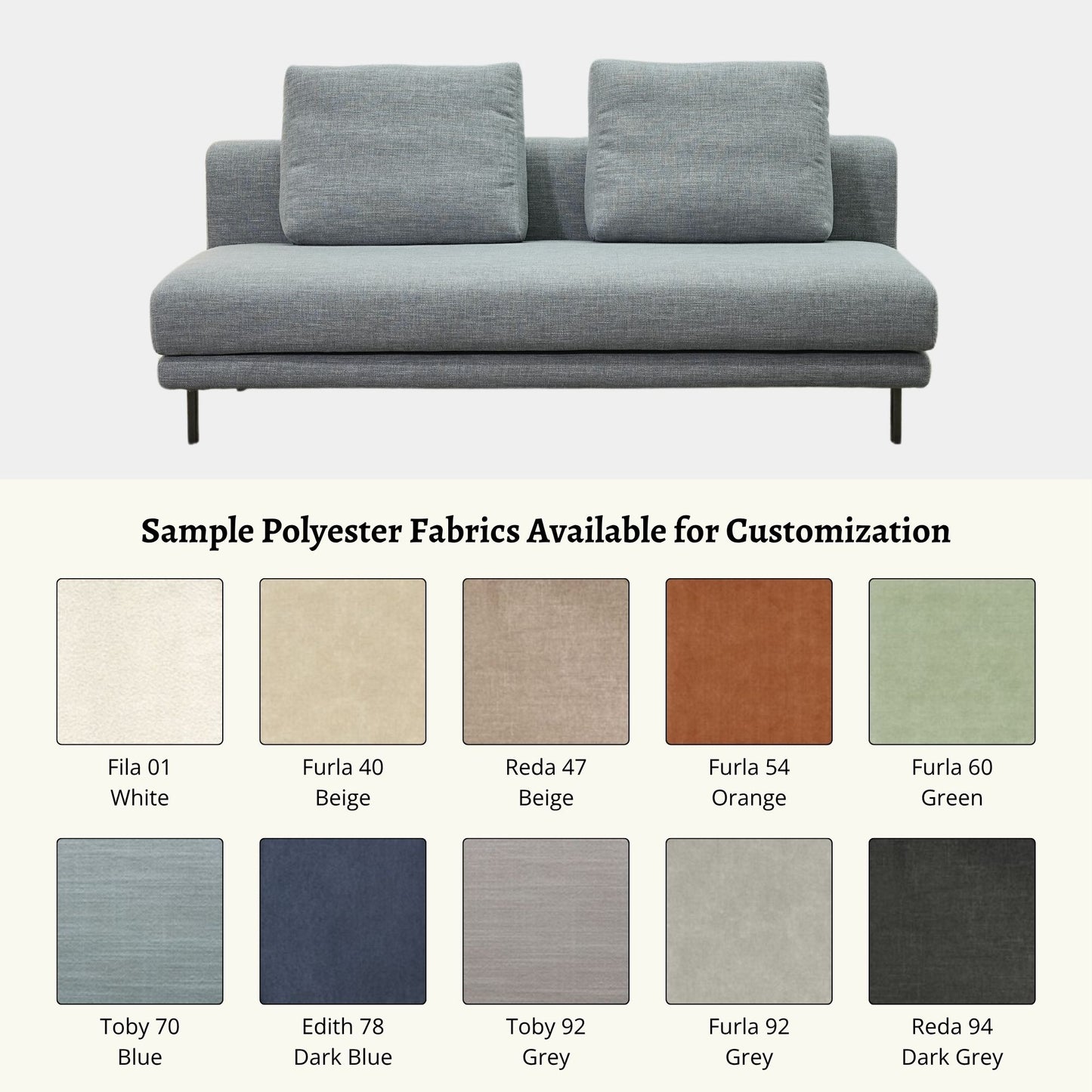 Cedar fabric armless sofa other fabric sample options (Other)