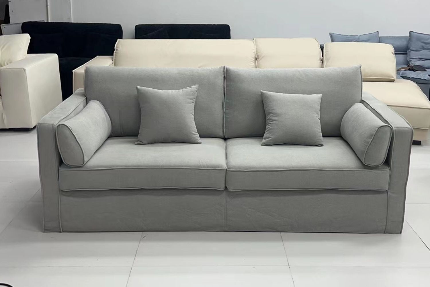 Celeste 240cm grey fabric sofa | demo 2