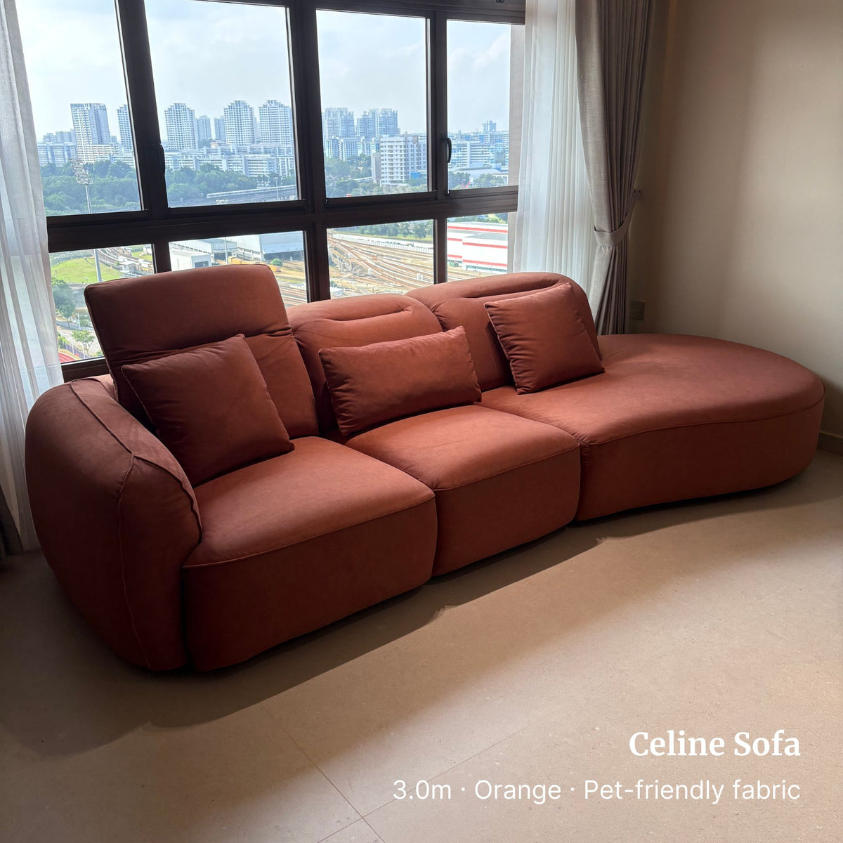 Celine Fabric One Arm Sofa
