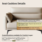 Sofa with seat cushion details on a beige background