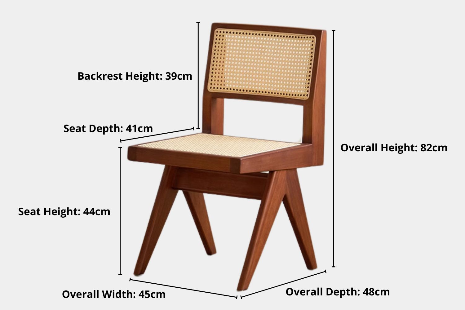 Key product dimensions such as depth, width and height for Tara Poplar Wood Chair