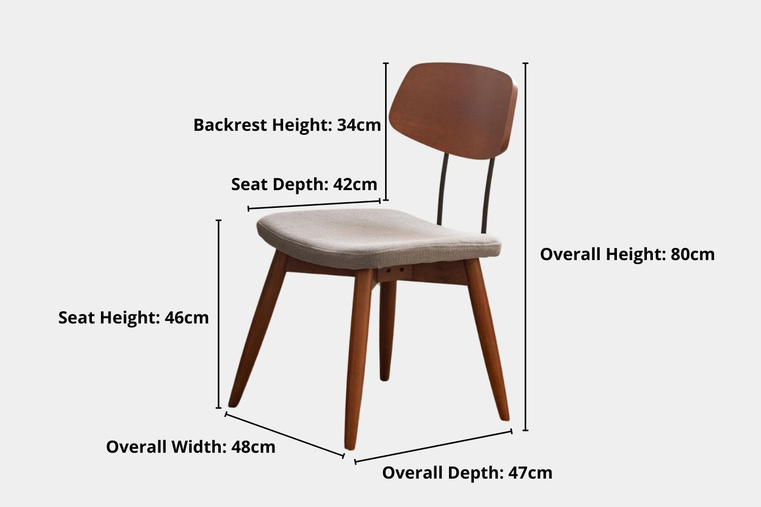 Key product dimensions such as depth, width and height for Tate Poplar Wood Chair