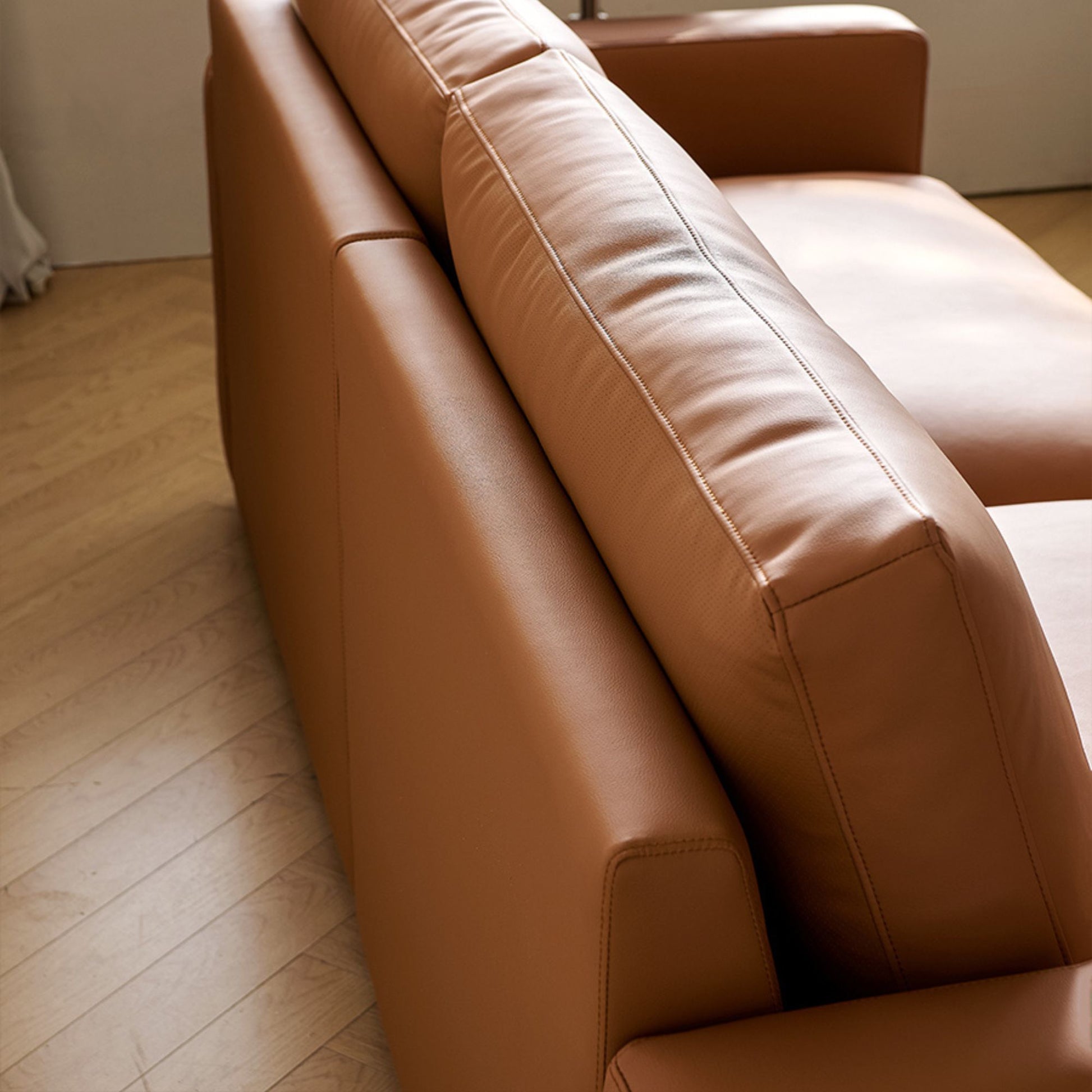 Chalet brown faux leather sofa