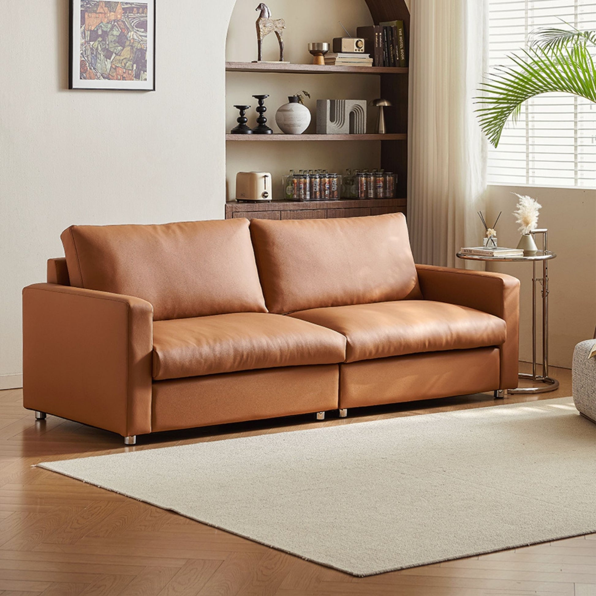 Chalet brown faux leather sofa