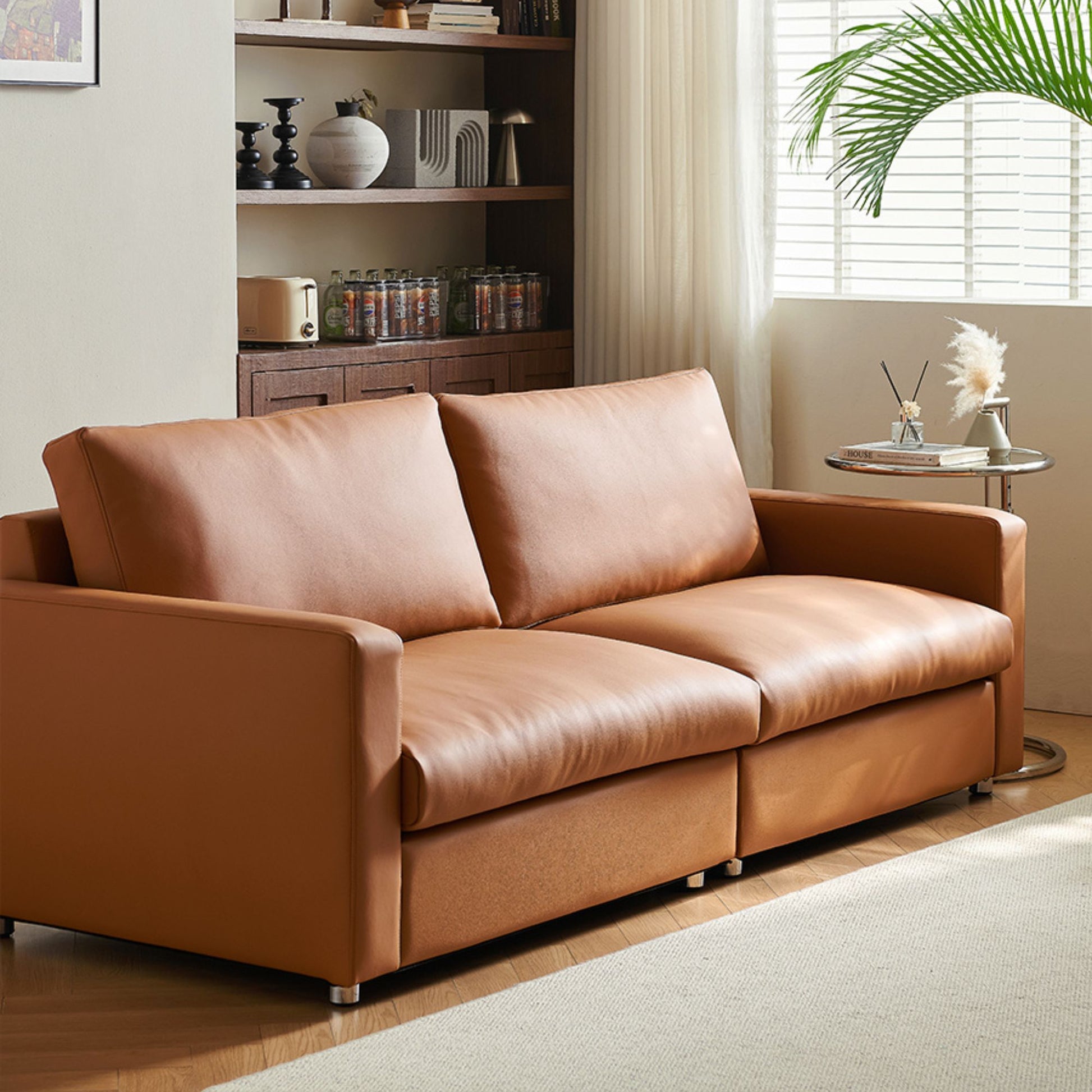 Chalet brown faux leather sofa