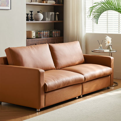 Chalet brown faux leather sofa