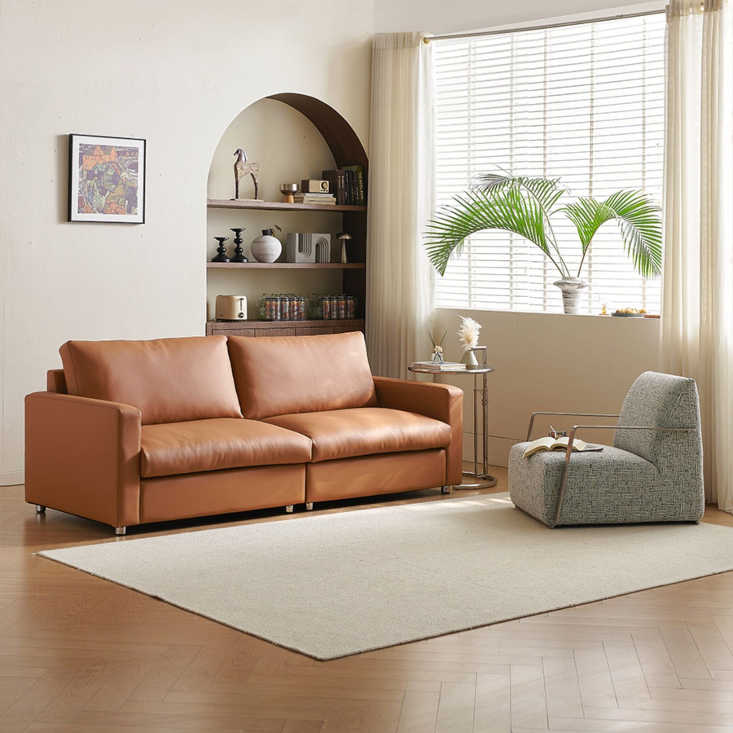 Chalet brown faux leather sofa