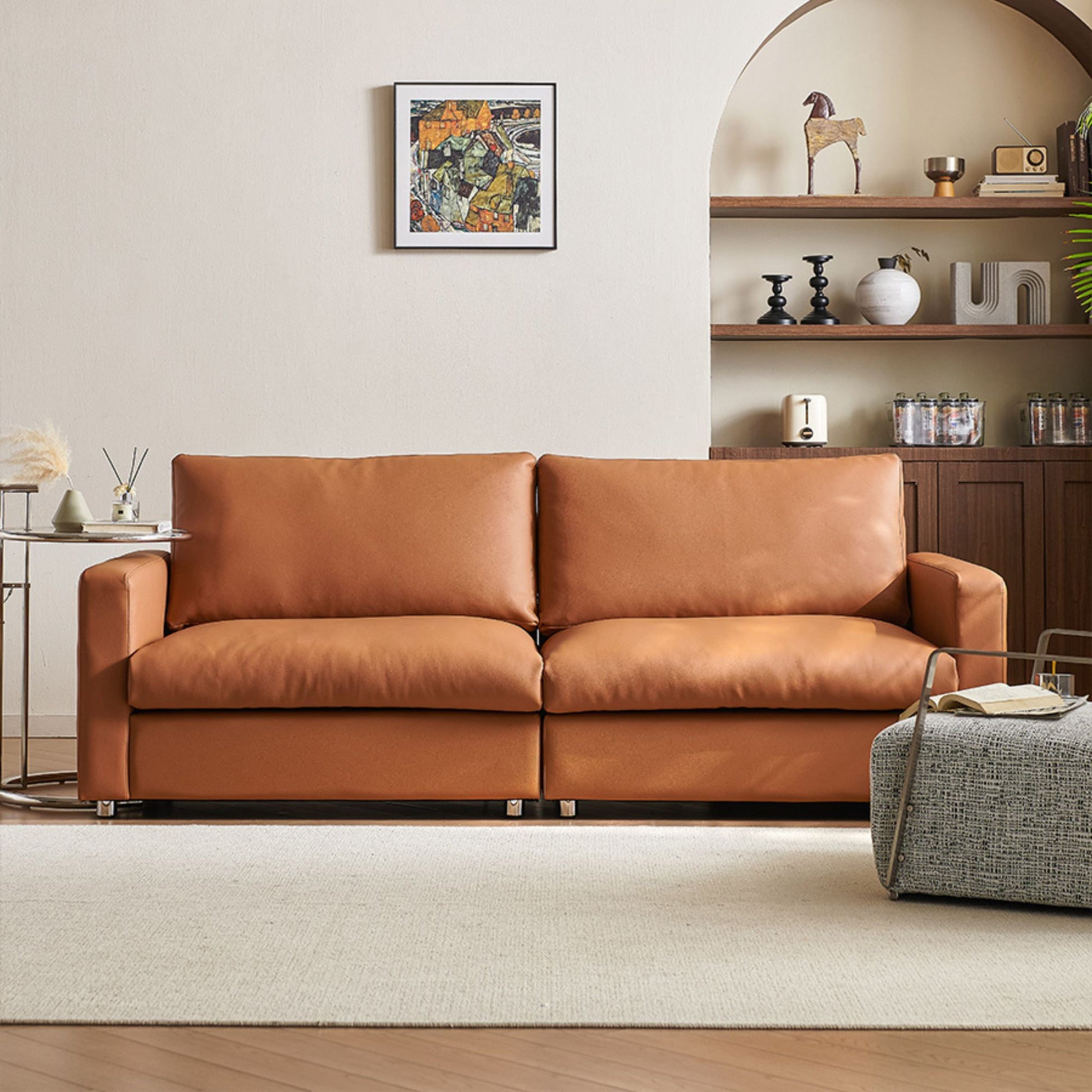 Chalet brown faux leather sofa