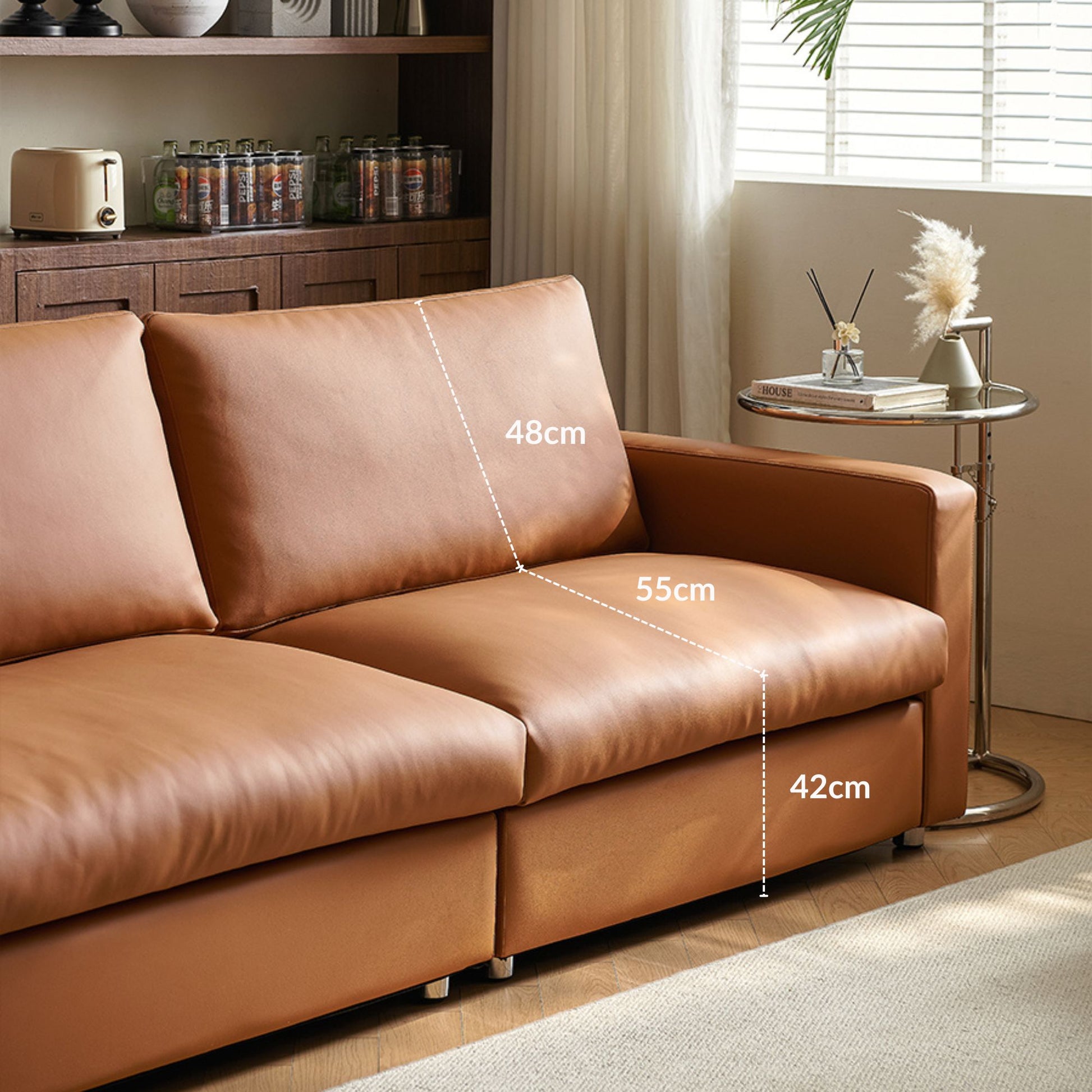 Chalet brown faux leather sofa
