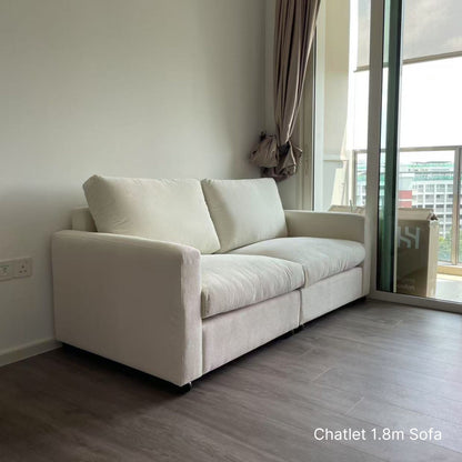 2 seater 180cm Chalet white fabric sofa in living room