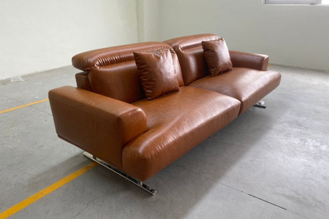 Charles 250cm Brown Faux Leather Sofa Lily Low | Nov 24