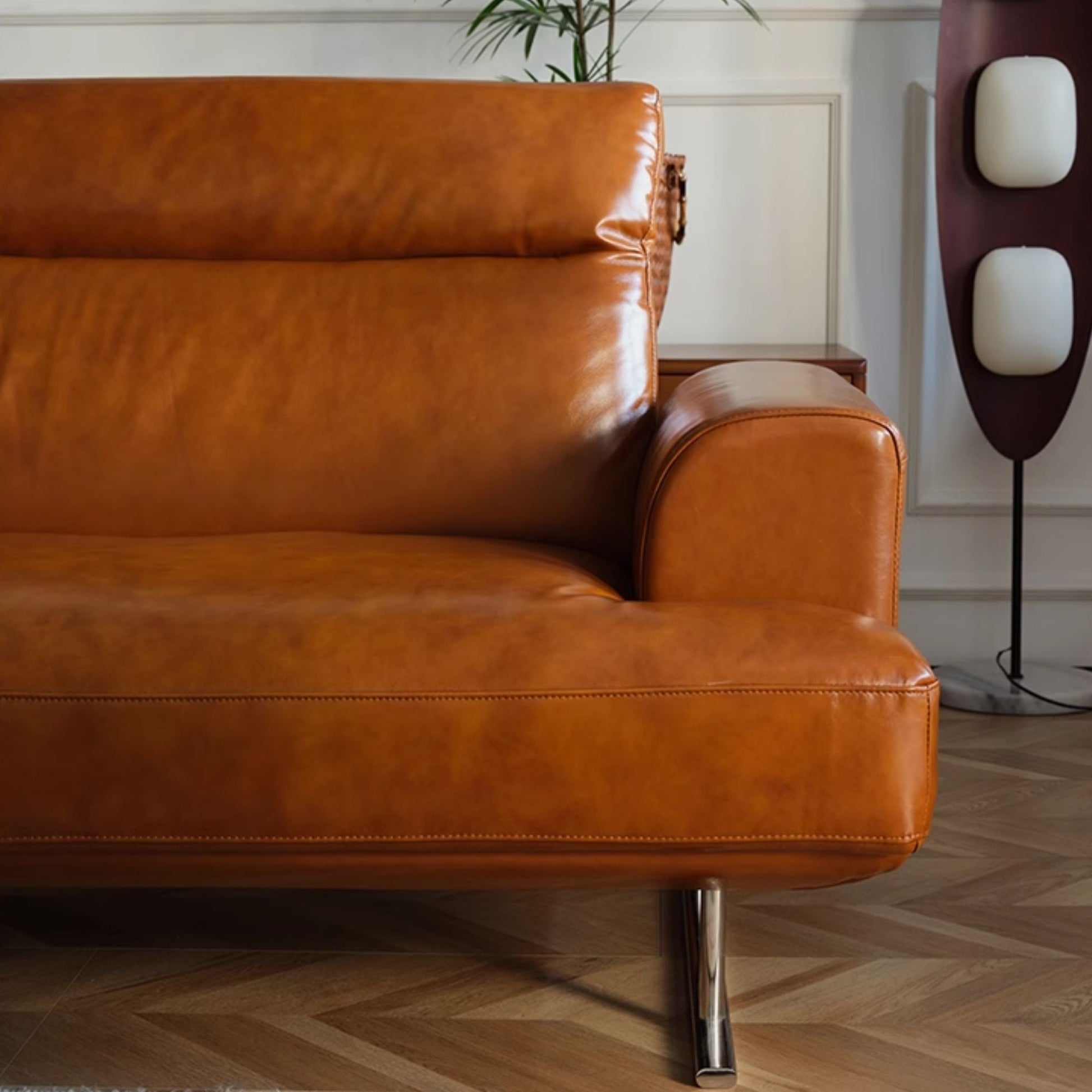 Charles half leather sofa brown