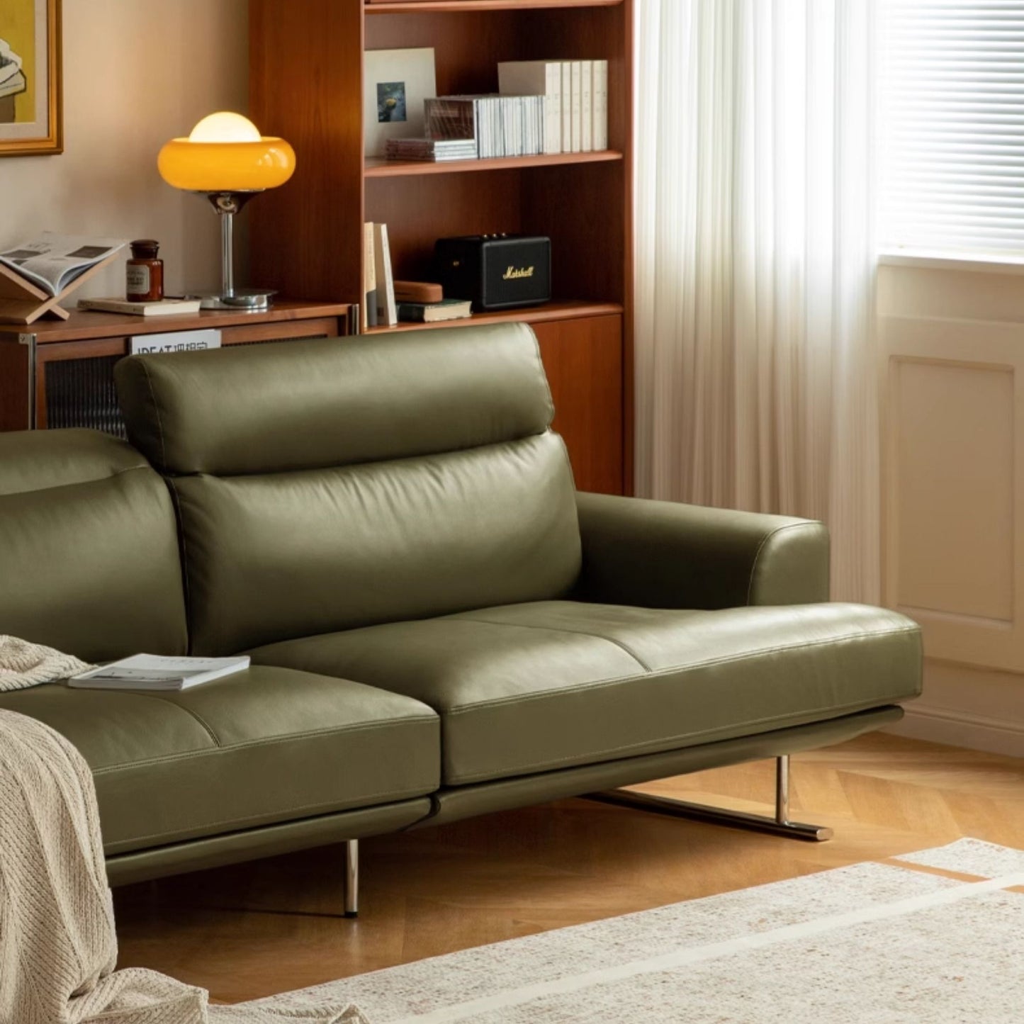 Charles half leather sofa green