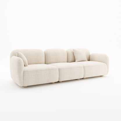Charmy beige fabric 3 seat sofa